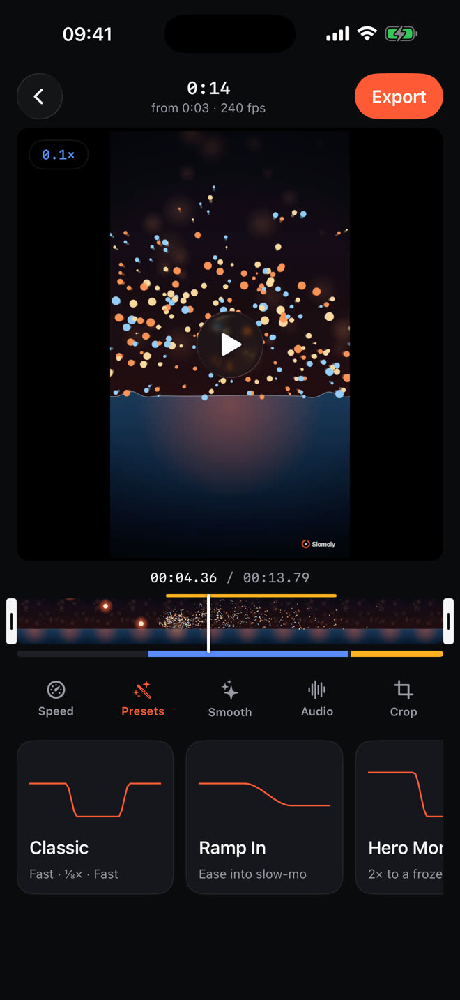 Speed ramp presets